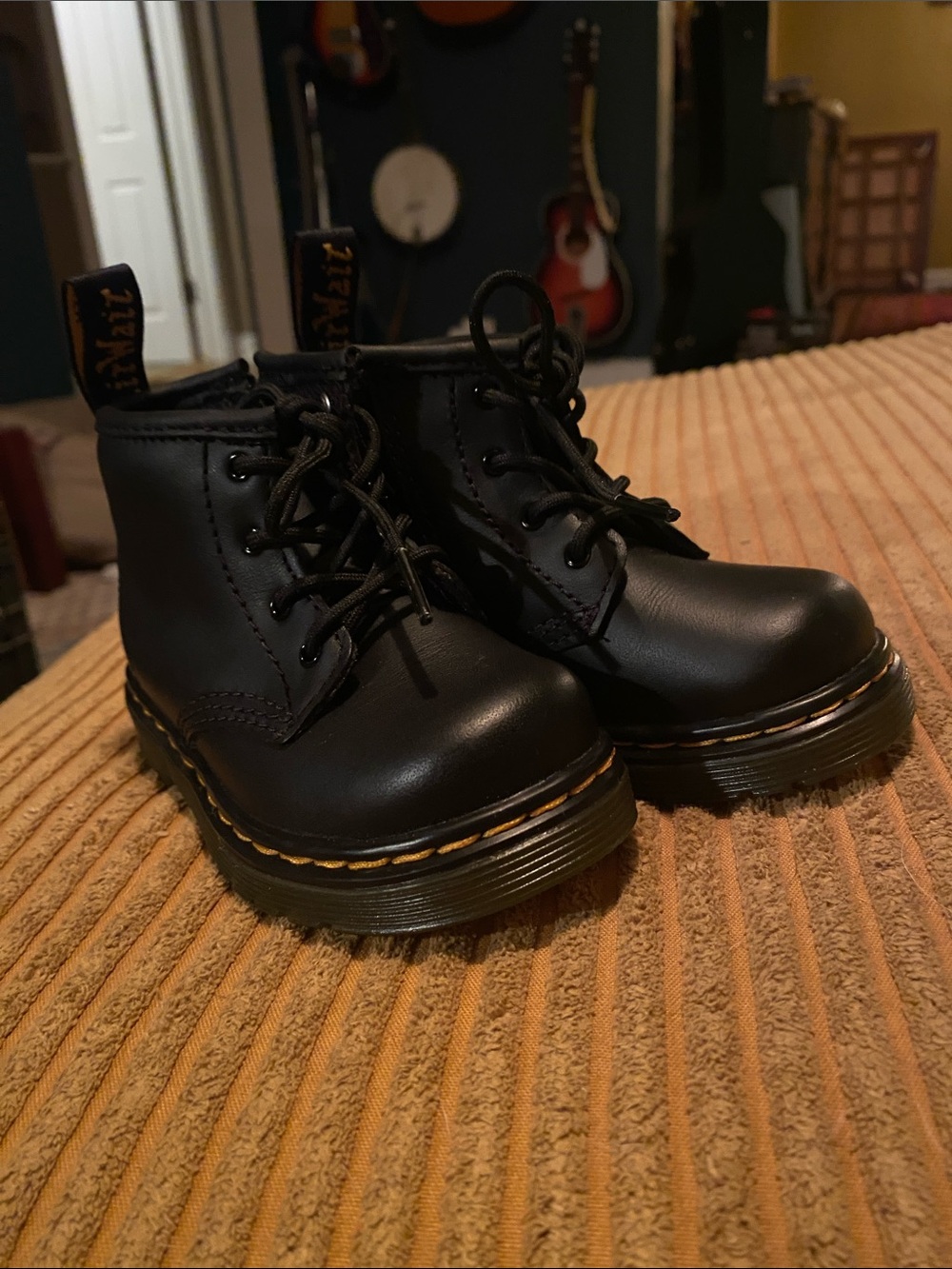 Kids Black Lace-Up Doc Martens (with side zip)